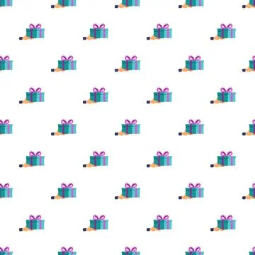 Hands holding gift boxes pattern for celebration backgrounds Stock Illustration