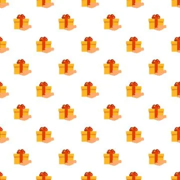 Hands holding gift boxes seamless pattern イラスト素材