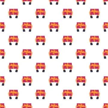Hands holding gift boxes seamless pattern background Иллюстрация