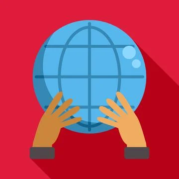 Hands holding global earth grid network illustration Stock Illustration