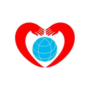 Hands holding globe earth web icon. Stock Illustration