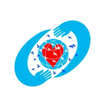Hands holding globe earth web icon. Stock Illustration