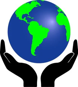 Hands holding globe earth web black icon. save earth concept vector Stock Illustration