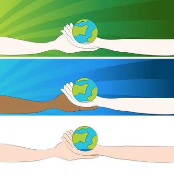 Hands holding globe Stock Illustration