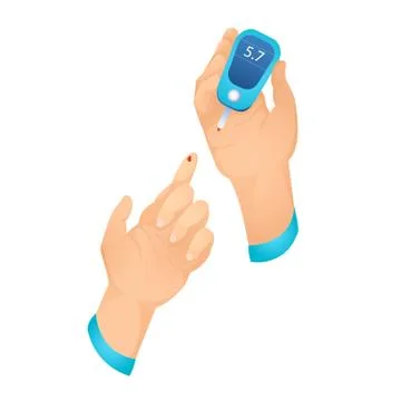 Hands Holding Glucometer Test Element. Stockillustratie