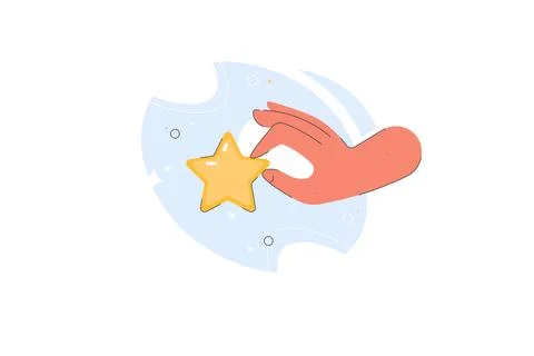 Hands holding gold star vector. The best rating customer experience. Online Stock Illustration