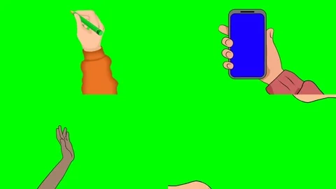 Hands holding green leaf smartphone pointing index finger and pistol 2d Vidéo 334703071