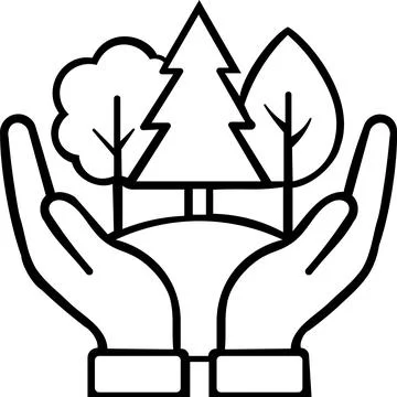 Hands holding growing trees for forest conservation Illustrazione stock