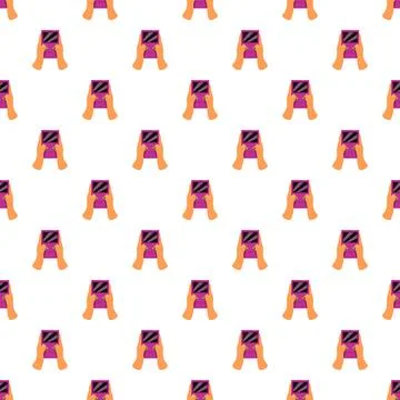 Hands holding handheld game console seamless pattern Illustrazione stock