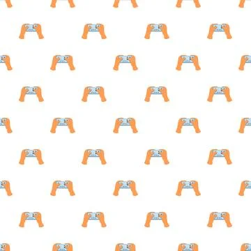 Hands holding handheld game controller playing video games seamless pattern Illustrazione stock