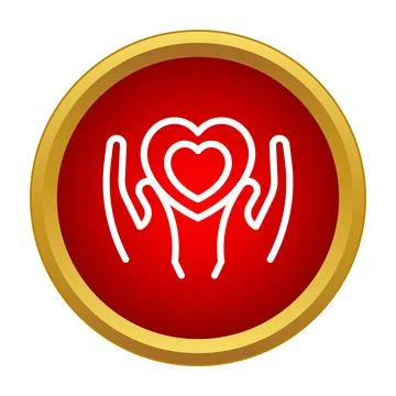 Hands holding heart icon representing care support Stock Illustration