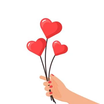 Hands holding heart shaped bubbles. Valentine celebrating concept. Festive ve Stock Illustration