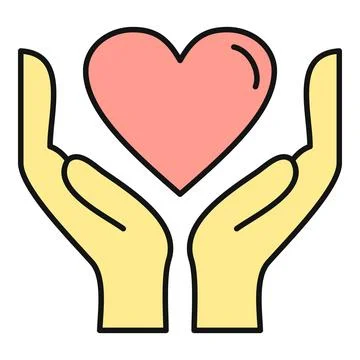 Hands holding heart symbolizing care, love, and support Stock Illustration