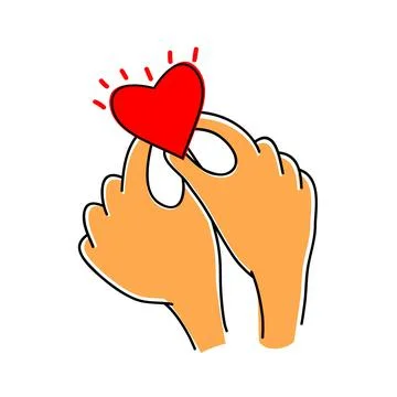 Hands holding a heart vector illustration logo template mascot, icon. Stock Illustration