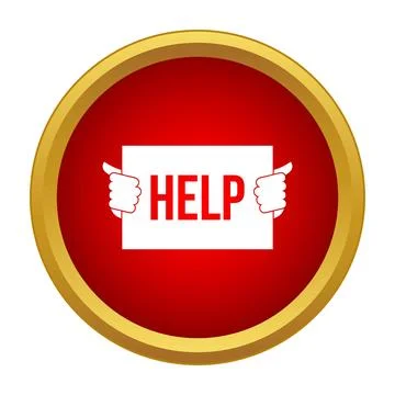 Hands holding help sign in red warning button Illustrazione stock