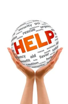Hands holding a help sphere Stock Illustration