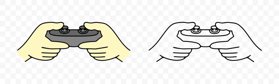 Hands holding joystick or controller, gamer, graphic design Stock Illustration