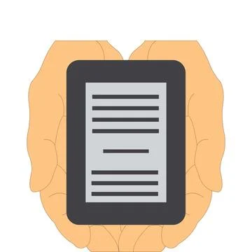 Hands holding kindle Stock Illustration