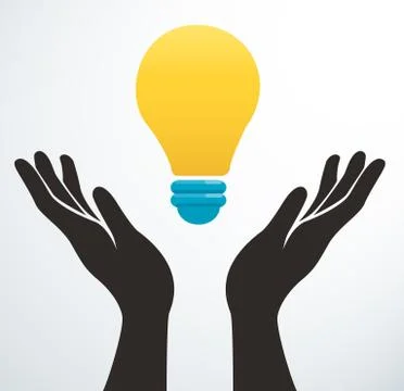 Hands holding light bulb icon vector, creative concept Stock Illustration