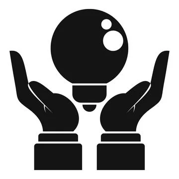 Hands holding lightbulb icon representing creative idea Stock Illustration