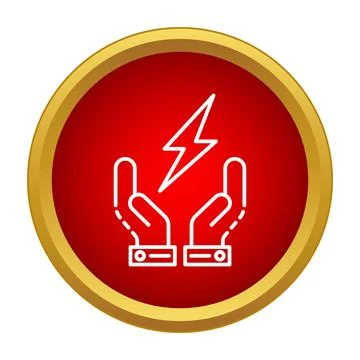 Hands holding lightning bolt icon illustrating power Stock Illustration