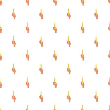 Hands holding lit candles repeating seamless pattern 스톡 일러스트