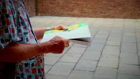 Hands Holding Map Under Bologna Arcades Stock Footage 327377455