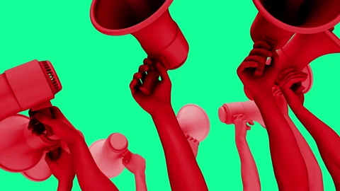 Hands Holding Up Megaphones Stock Footage 293785501