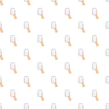 Hands holding mobile device with blank screen pattern Illustrazione stock