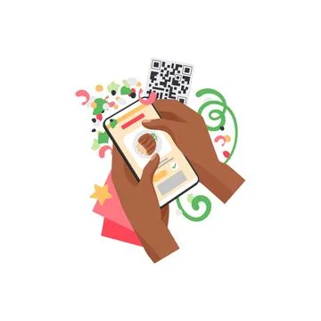 Hands holding mobile phone to select food delivery from online restaurant menu Ilustración de archivo