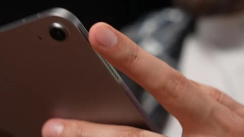 Hands holding a modern tablet with focus on details Stock Footage 320182414