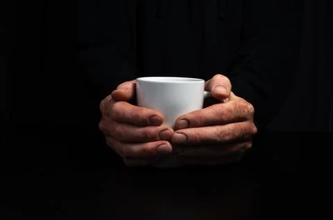 Hands Holding Mug Foto stock