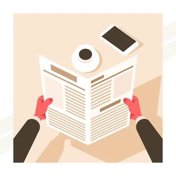 Hands-holding-a-newspaper Stock Illustration