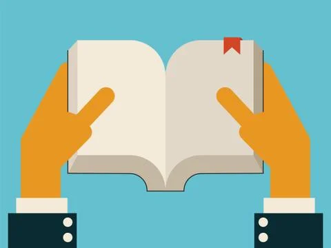 Hands holding open empty book Stock Illustration
