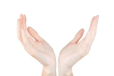 Hands holding or protecting something isolated with clipping path Stock-Fotos