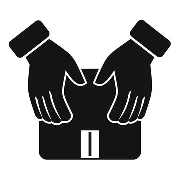 Hands holding package box, careful delivery shipping icon イラスト素材