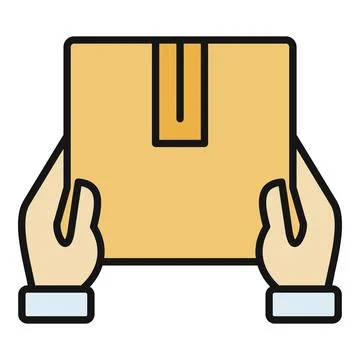 Hands holding package delivering online shopping parcel Stock Illustration