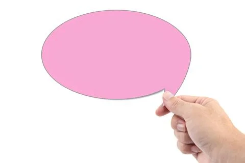 Hands holding paper bubbles speech for text or word isolated with clipping .. Stock Photos