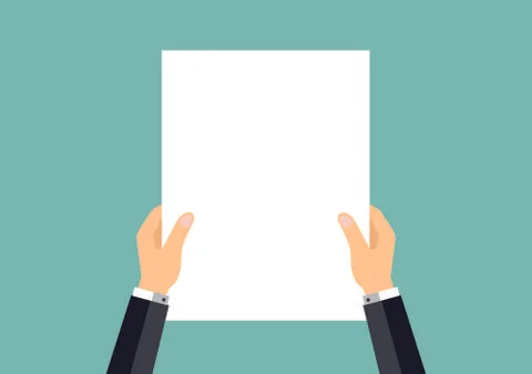 Hands holding paper Illustrazione stock