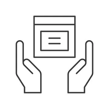 Hands holding parcel box icon, protect your goods, delivery shopping and logi Stock Illustration