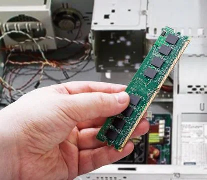 Hands holding pc ram 스톡 사진