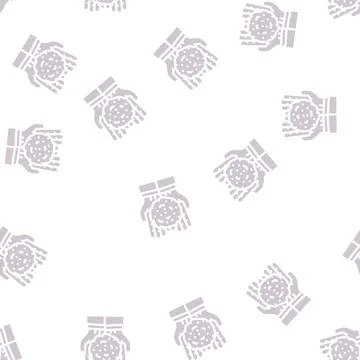 Hands holding peat glyph vector seamless pattern イラスト素材