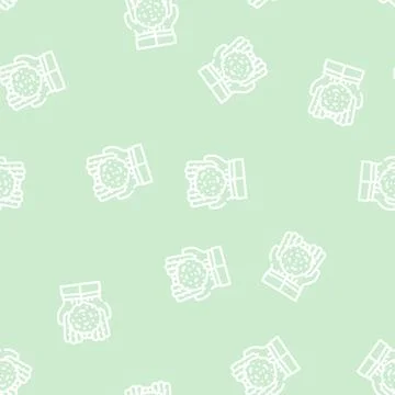 Hands holding peat line vector seamless pattern 스톡 일러스트