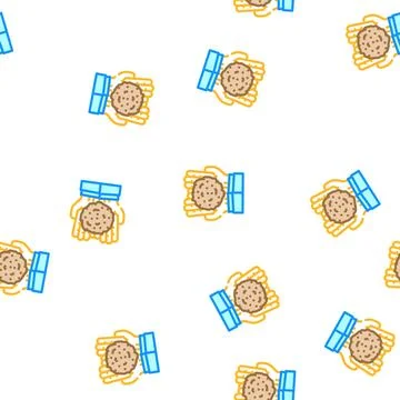 Hands holding peat vector seamless pattern Illustrazione stock