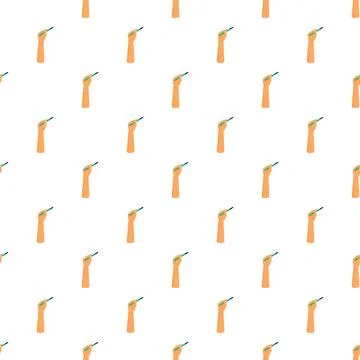 Hands holding pens seamless pattern for creative work Stock Illustration