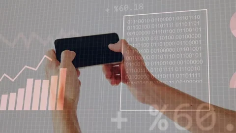 Hands holding phone, left thumb swiping and right hand regripping, HUDs Stock Footage 335281823
