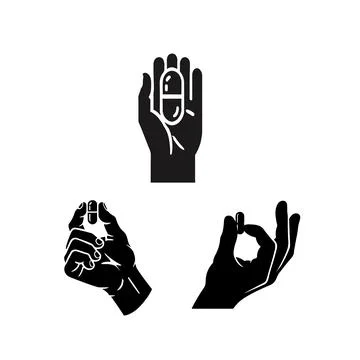 Hands holding pills Stock Illustration