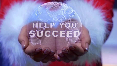 Hands holding planet with text Help you succeed Stock Footage 125846179
