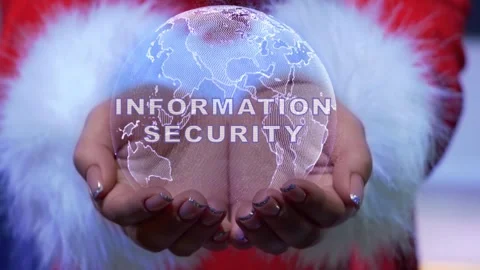 Hands holding planet with text Information Security Stock Footage 148644274