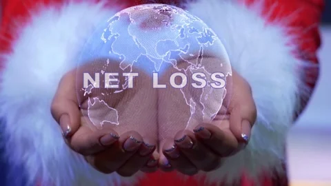Hands holding planet with text Net Loss 動画素材 148826406